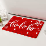 Christmas Red Bath Mat, Ho Ho Ho Snowflake Bathroom Mat, 15"x23"