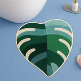 Monstera Leaf Bath Mat – Irregular Shaped Green Botanical Rug for Bathroom & Bedroom