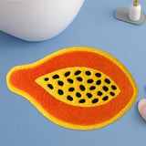 Feblilac Papaya Shaped Tufted Rug – Fun Tropical Fruit Design | Soft & Colorful Bathroom Mat
