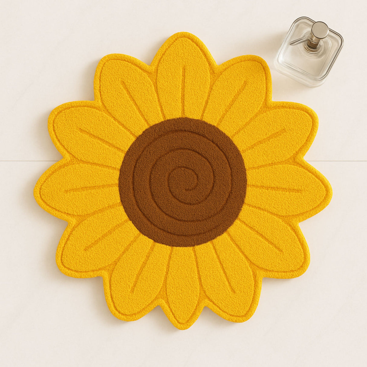 Feblilac Sunflower Shaped Bath Mat – Cute Non-Slip Floral Rug for Bathroom, Bedroom or Kids' Room