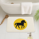 Feblilac Minimalist Horse Bath Mat – Soft Non-Slip Rug with Yellow Circle Accent