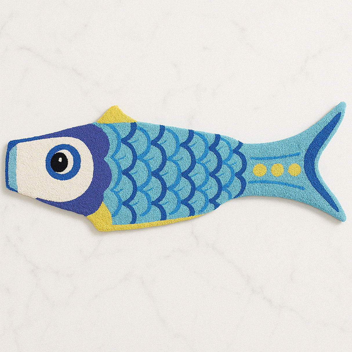 Feblilac Blue Fish Shaped Bath Mat – Fun Non-Slip Rug for Kids & Ocean Lovers