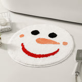 Christmas Snow Man Round Rug, Holiday Winter Bathroom Mat, 60cm / 23"