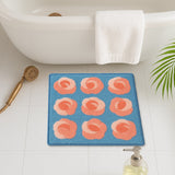 Feblilac Floral Pink Rose Tufted Bath Mat – Soft Square Rug for Bathroom or Bedroom