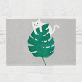 Feblilac Cat and Monstera Tufted Bath Mat