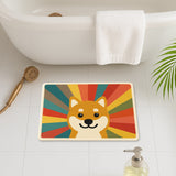 Feblilac Shiba Inu Rainbow Burst Bath Mat – Colorful Dog Rug for Bathroom & Bedroom