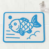 Feblilac Blue Cartoon Fish Bath Mat – Soft, Absorbent, and Non-Slip Bathroom Rug