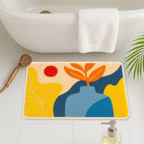 Feblilac Modern Abstract Vase Bath Mat – Artistic Non-Slip Rug in Yellow, Blue & Red
