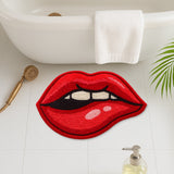Feblilac Lips Shaped Tufted Rug – Bold Red Cartoon Lip Design, Non-Slip, Soft Plush Floor Mat