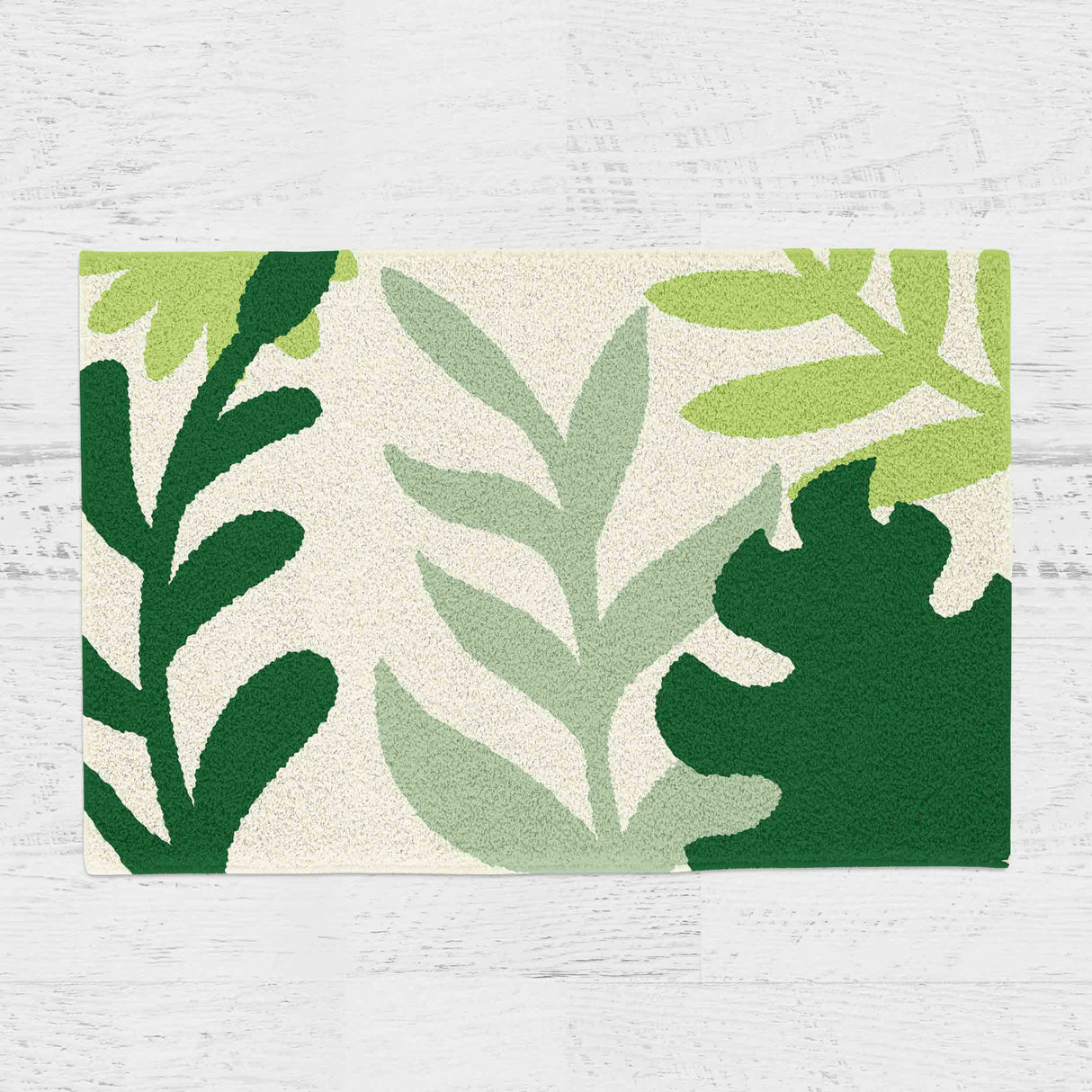 Feblilac Green Leaves Tufted Bath Mat