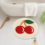 Feblilac Cherry Tufted Round Rug - Soft Plush Anti-Slip Mat for Bathroom, Bedroom, Nursery