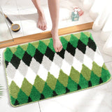 Feblilac Green Diamond Pattern Tufted Bath Mat