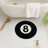 8-Ball Round Tufted Bath Mat – Retro Graphic Non-Slip Rug for Bathroom or Bedroom