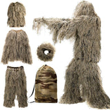 5 in 1 Ghillie Suit, 3D Camouflage Hunting Apparel Including Jacket, Pants, Hood, Carry Bag Suitable for Unisex Adults/Kids/Youth