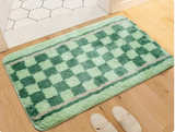 Feblilac Green Checkerboard Pattern Tufted Bath Mat