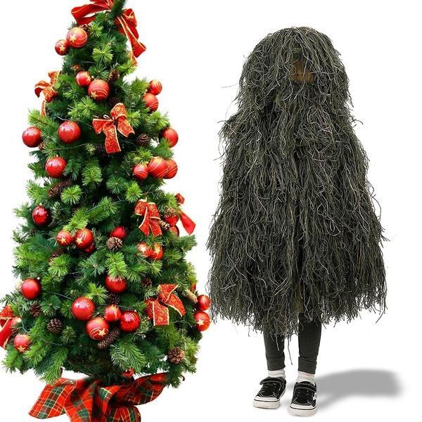 5 in 1 Ghillie Suit, 3D Camouflage Hunting Apparel Including Jacket, Pants, Hood, Carry Bag Suitable for Unisex Adults/Kids/Youth