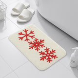 Feblilac Red Snowflake Christmas Bath Mat – Soft Tufted Holiday Bathroom Rug