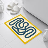 Feblilac Abstract Blue Line Tufted Bath Mat – Soft & Modern Bathroom Rug
