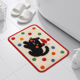 Feblilac Christmas Black Cat Bath Mat – Cute Holiday Tufted Rug for Bathroom & Entryway