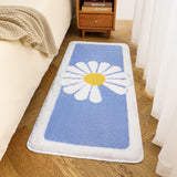 Feblilac Blue Daisy Runner Mat for Bedroom Bathroom, 50x120cm / 20"x47"