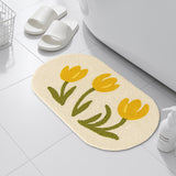 Feblilac Yellow Tulip Bath Mat – Soft Floral Non-Slip Rug for Bathroom or Entryway
