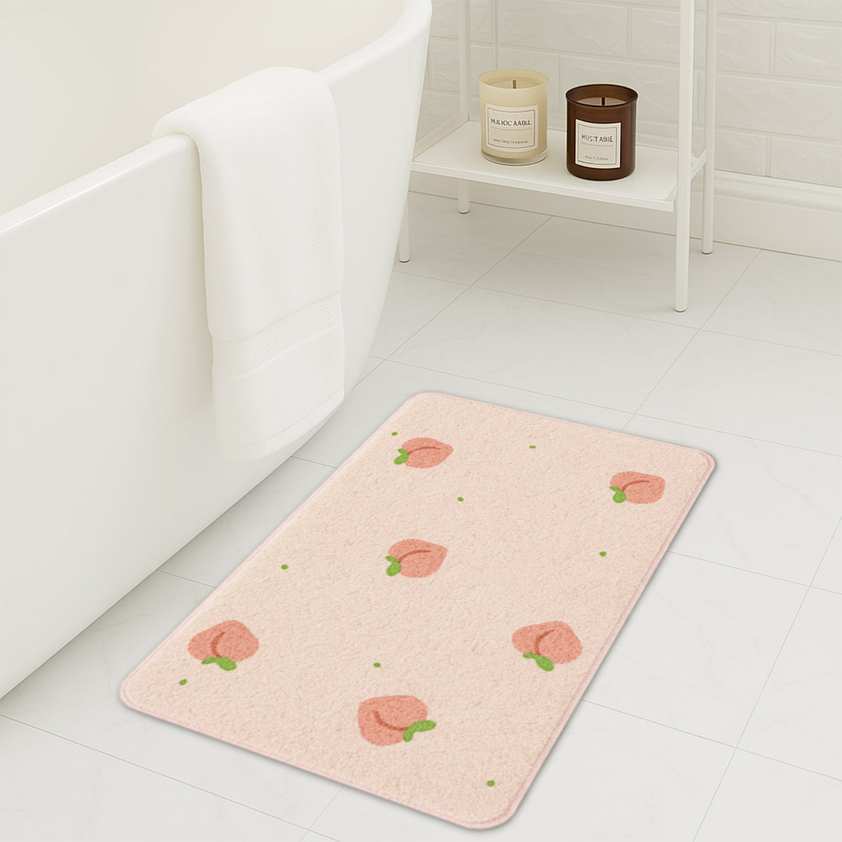 Feblilac Peach Shaped Tufted Bath Mat – Fun & Soft Non-Slip Bathroom Rug