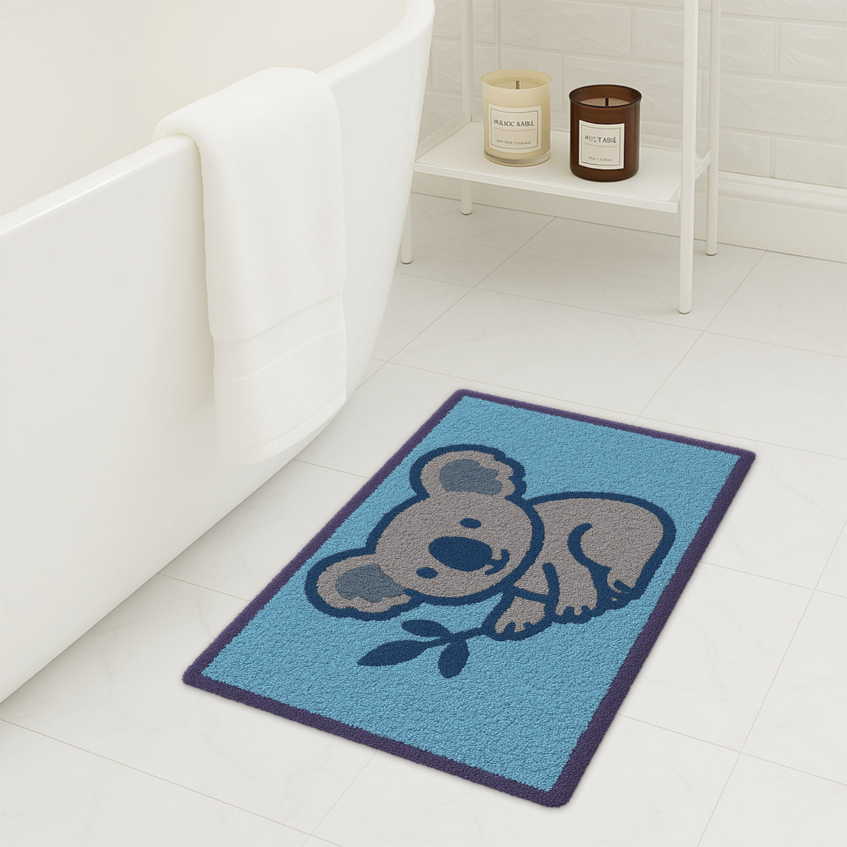 Feblilac Koala Bath Mat – Soft, Non-Slip Animal Rug for Kids’ Room, Bathroom, or Nursery