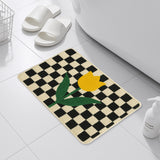 Feblilac Yellow Tulip Checkerboard Bath Mat – Cute Floral Tufted Rug for Bathroom, Entryway & Bedroom