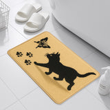 Feblilac Black Cat and Butterfly Bathroom Rug – Soft, Non-Slip Mat for Pet Lovers