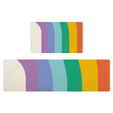 Feblilac Rainbow and Sun PVC Leather Kitchen Mat