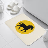 Feblilac Minimalist Horse Bath Mat – Soft Non-Slip Rug with Yellow Circle Accent