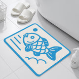 Feblilac Blue Cartoon Fish Bath Mat – Soft, Absorbent, and Non-Slip Bathroom Rug