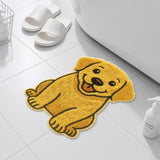 Feblilac Cute Yellow Puppy Shaped Tufted Rug – Soft & Non-Slip Dog Bath Mat