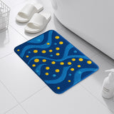 Feblilac Blue Wave & Yellow Dot Bath Mat – Modern Colorful Non-Slip Bathroom Rug