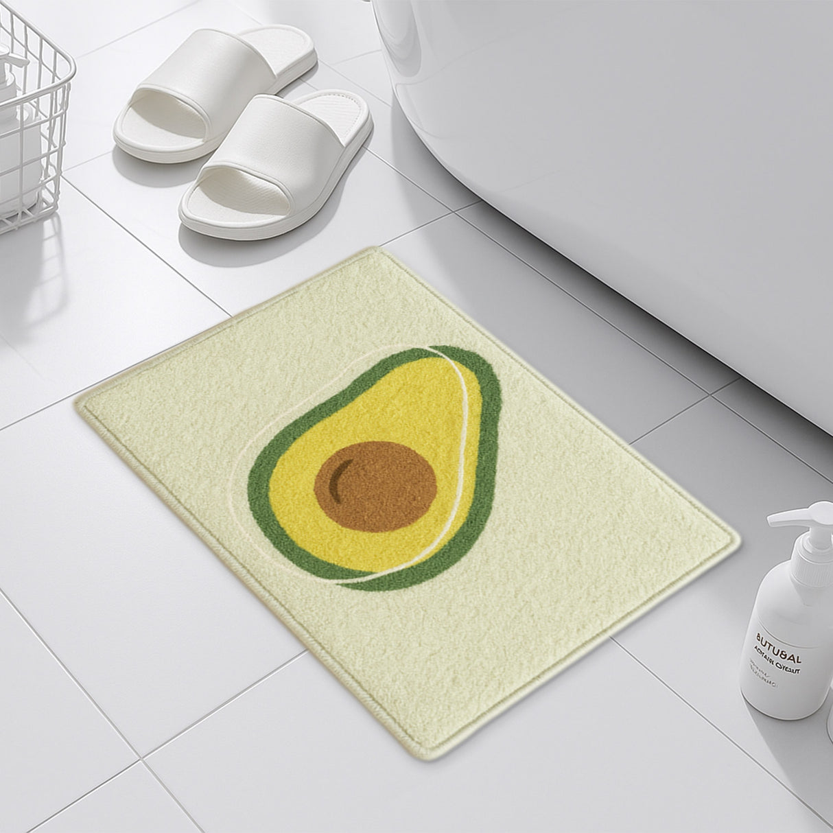 Feblilac Avocado Shaped Tufted Bath Mat – Cute Non-Slip Bathroom Rug