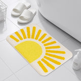 Feblilac Sunburst Bath Mat – Cheerful Yellow Tufted Rug for Bathroom