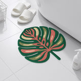 Tropical Monstera Leaf Tufted Bath Mat – Green Plant-Shaped Non-Slip Rug