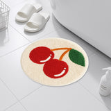 Feblilac Cherry Tufted Round Rug - Soft Plush Anti-Slip Mat for Bathroom, Bedroom, Nursery