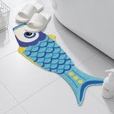 Feblilac Blue Fish Shaped Bath Mat – Fun Non-Slip Rug for Kids & Ocean Lovers
