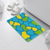 Feblilac Colorful Abstract Bath Mat – Non-Slip Bathroom Rug with Blue, Yellow & Green Modern Design, Soft and Absorbent