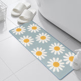 Feblilac Long Daisy Bath Mat – Soft Non-Slip Floral Runner Rug for Bathroom & Kitchen