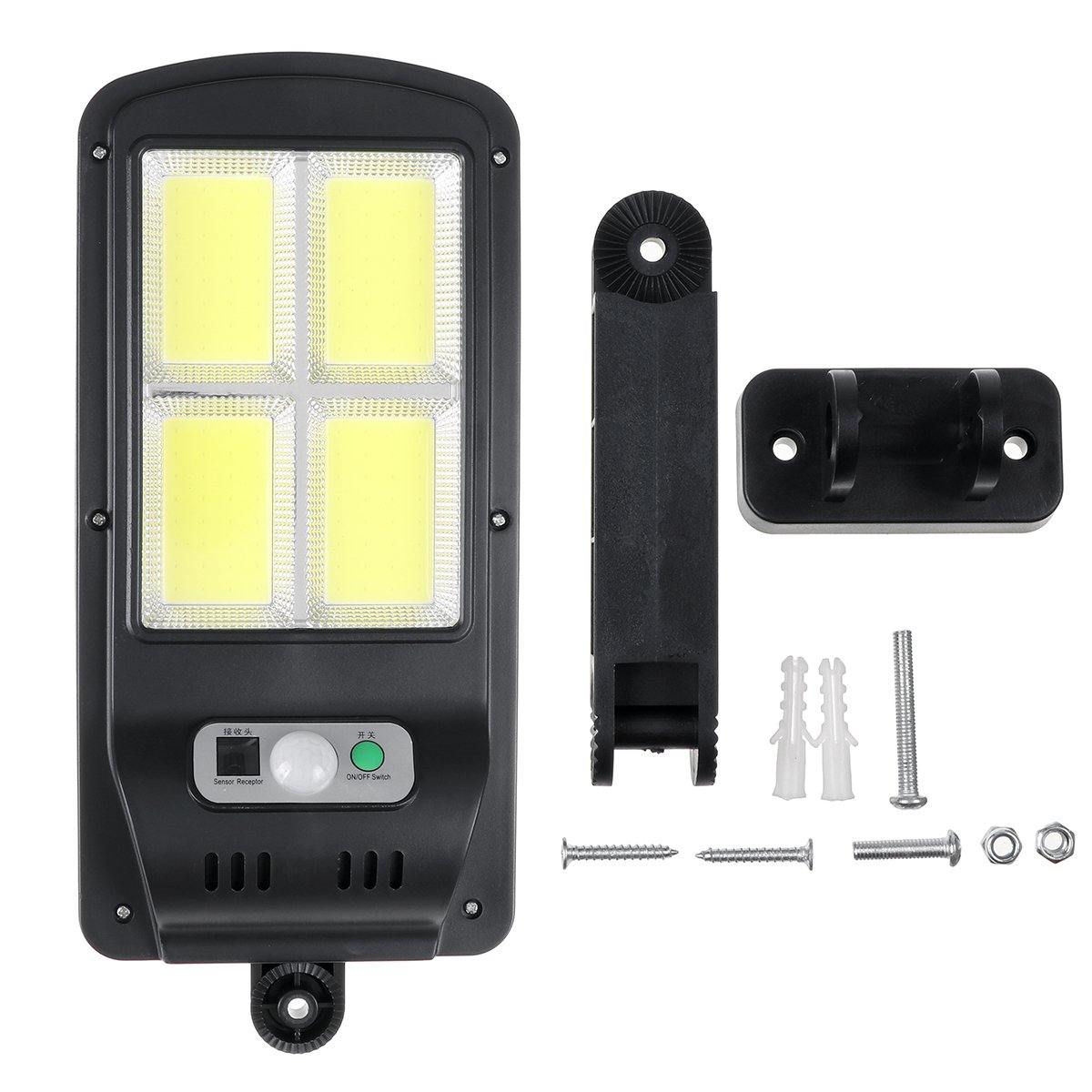 100/120/128 LED Solar Powered Motion Sensor Wall Light IP65 Rotatable Street Lamp Remote