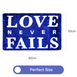 Feblilac Blue Background Love Never Falls Tufted Bath Mat