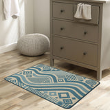 Feblilac Modern Abstract Geometric Tufted Bath Mat – Blue & Beige Non-Slip Rug
