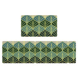 Feblilac Golden Green Ginkgo Leaves PVC Leather Kitchen Mat