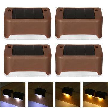 4PCS Solar Powered LED Deck Light Step Stairs Fence Lamp for Patio Garden Path IP55