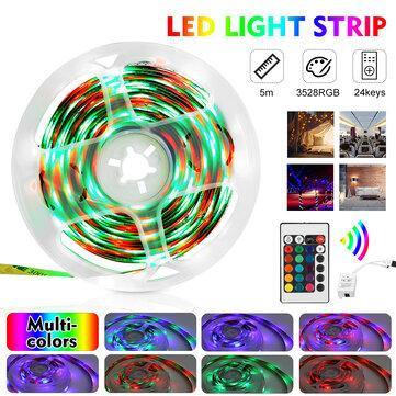 5M 300LED Strip Light Kit SMD3528 Flexible RGB Waterproof Flexible Lamp Home Car 24 Key IR Remote Control