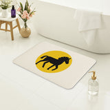 Feblilac Minimalist Horse Bath Mat – Soft Non-Slip Rug with Yellow Circle Accent