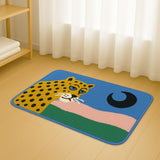 Feblilac Leopard Moon Bath Mat – Bold Animal Print Rug for Bathroom or Entryway
