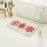 Feblilac Red Snowflake Christmas Bath Mat – Soft Tufted Holiday Bathroom Rug